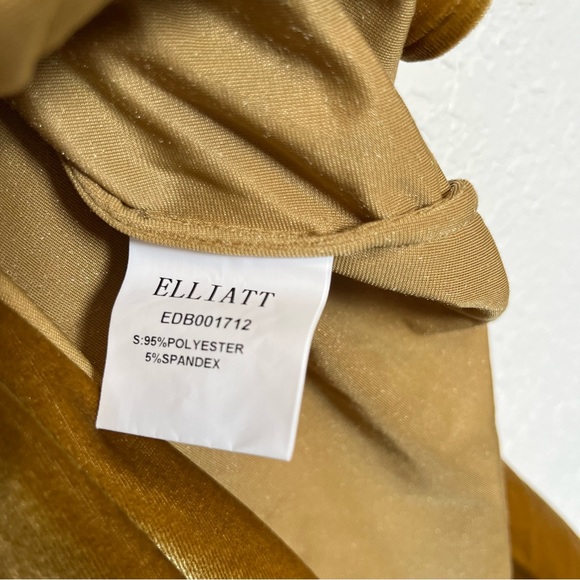 Elliatt Gold Velvet Velour Midi Ruffle Cocktail Dress Revolve XS - Picture 8 of 9